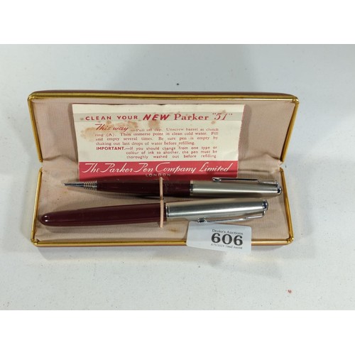 606 - Parker pen & protracting pencil boxed set