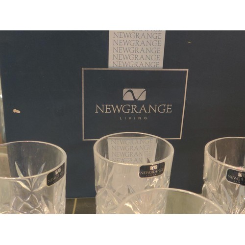 539 - Newgrange living cut glass spirit glasses x 6 boxed. 