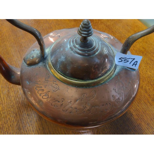 557A - Copper Kettle with 1837 to 1897 Victoria the longest reign 