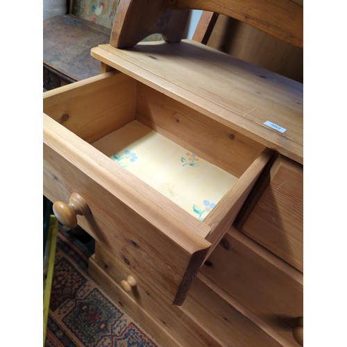 303 - Pine 2 over 3 chest of drawers. W100cm D43cm H108cm