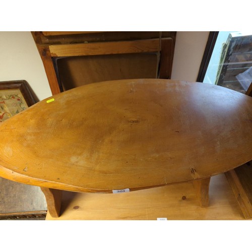 304 - Rustic elm occasional table. W90cm D41cm H38cm