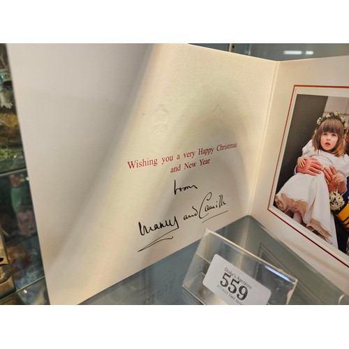 559 - HRH Charles Prince of Wales and Camilla Duchess of Cornwall signed 2011 Christmas card, the signatur... 