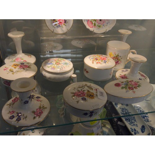 641 - Collection of bone china trinket pots & candles sticks, mug Inc Coalport, Royal Worcester, Hamme... 