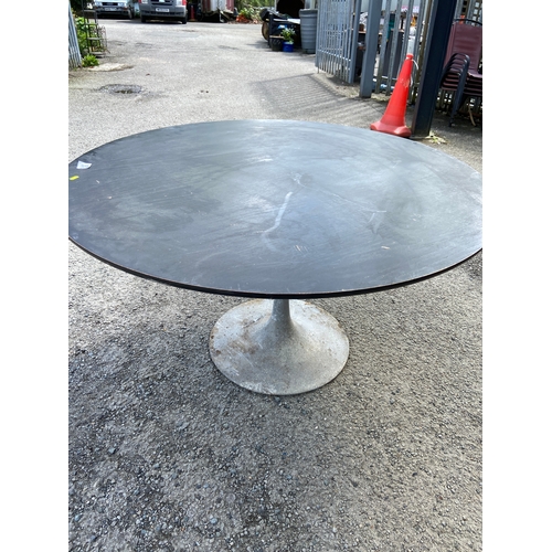 149 - Habitat tulip based black dining table. 1960-1970’s. Top D121cm