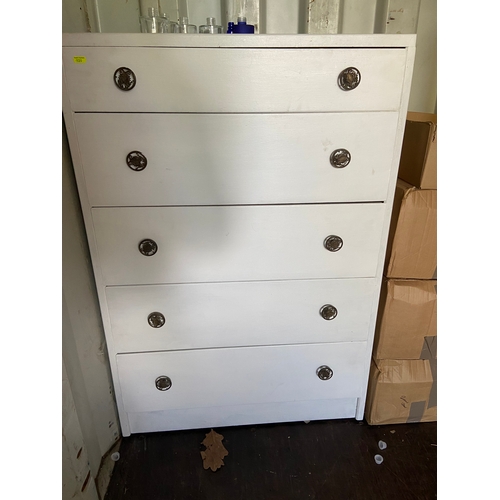 151 - Five drawer painted tall boy W76cm D46cm H110cm