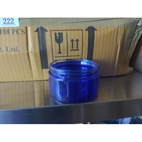 237 - 1 box of blue glass jars,  with bag of lids, various types (new)