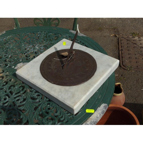 105A - Bronze marble mounted sun dial. marked Knox Venit 1735.