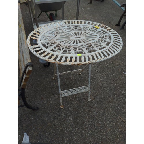 113 - French style folding oval bistro table 53cm x 70cm