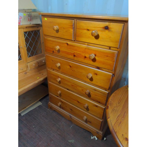 145 - Large pine tallboy. W77cm D43cm H51cm