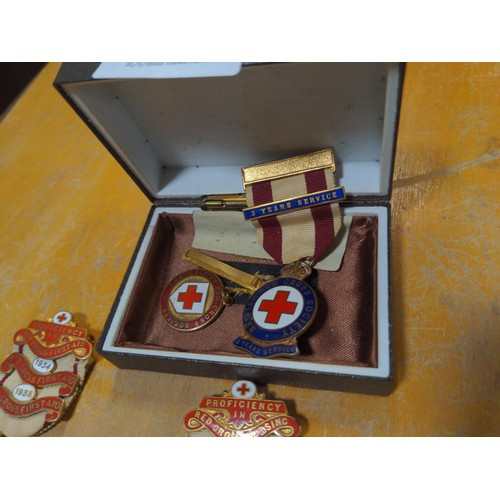 578 - Collection of Red Cross nursing and first aid medals awarded to G.Bowhay and dated 1934-1938 togethe... 