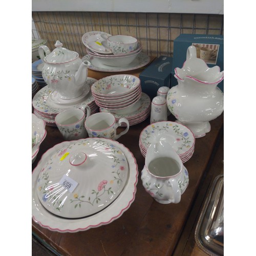 659 - Johnson Bros dinner and tea ware, inc, 6 mugs, jugs, cups, saucers, tureen, bowls and salt and peppe... 