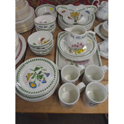 667 - Large quantity of Portmeirion Botanic Gardens Inc, Dinner plates, side plates, bowls, mugs and jugs,... 