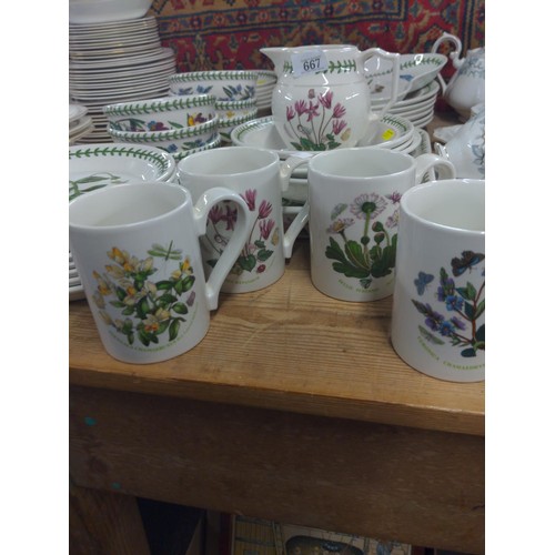 667 - Large quantity of Portmeirion Botanic Gardens Inc, Dinner plates, side plates, bowls, mugs and jugs,... 