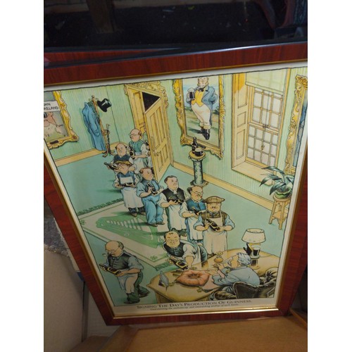 677 - A total of 11 framed Guinness advertising cartoon style pictures, John Ireland attributed. ... 