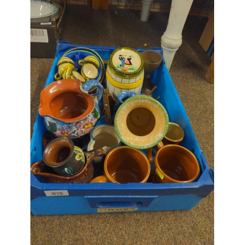 678 - Collection of pottery items, Lord Nelson, Torquay ware, Fosters plus others. 