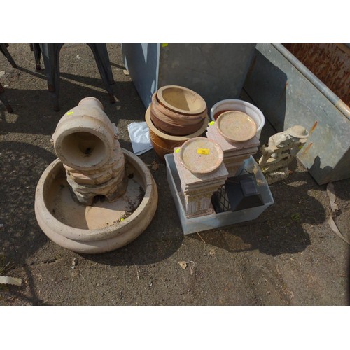 91 - Qty. of plant pots, features & ornaments etc.