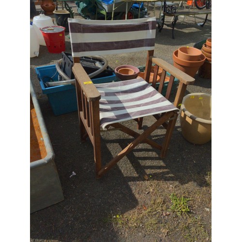 93 - Teak framed directors chair with striped fabric