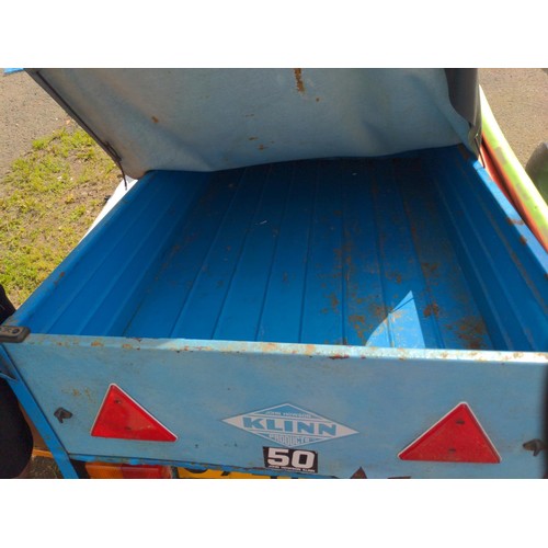 96 - Single Axel trailer with vinyl cargo cover. Overall length 215cm.