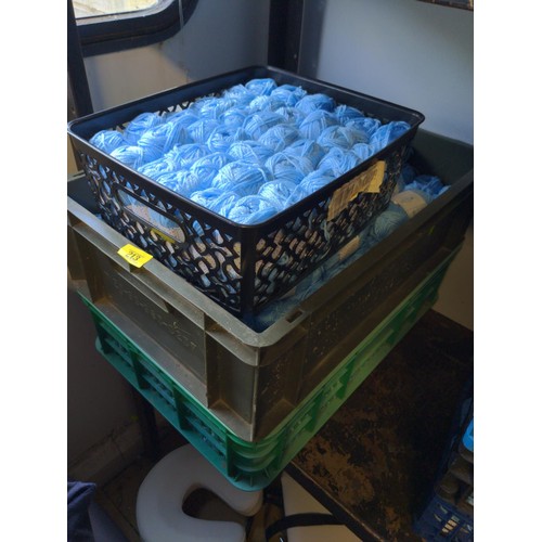 213 - 3 trays of blue yarn (25g balls) Approx. over 200 balls