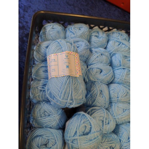 213 - 3 trays of blue yarn (25g balls) Approx. over 200 balls