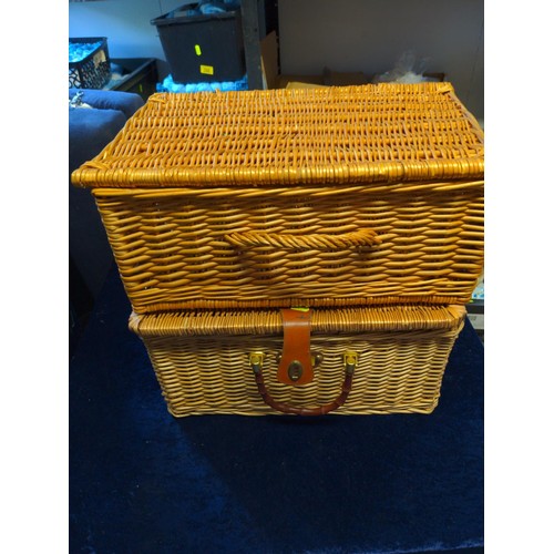 222 - 2 wicker picnic hampers  (one with contents).