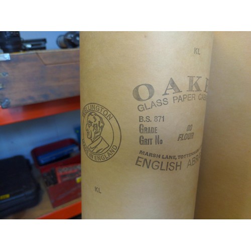 227 - Large rolls of Oke sand paper 00 grade. Approx 90cm wide.