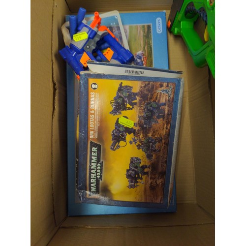 235 - Various War Hammer kits and hobbyist paints, nerf style gun together with Discovery Channels kits.&n... 