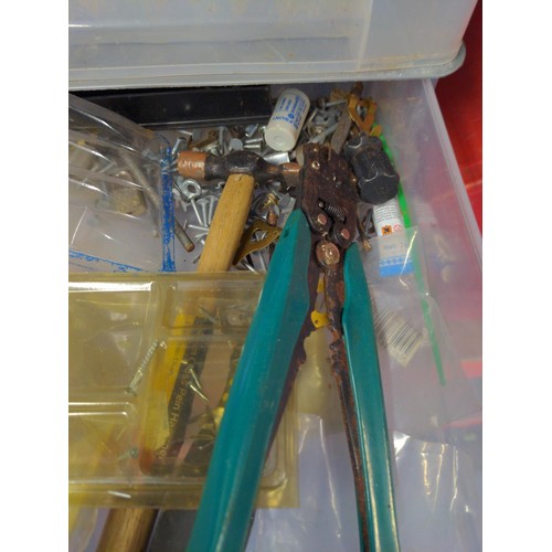 264 - Plastic drawer unit with some tool contents.