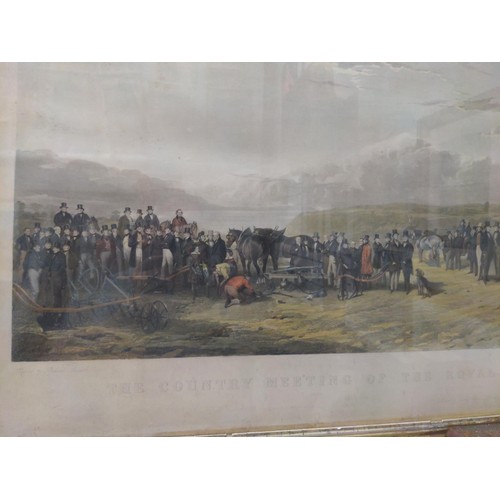 383 - Large framed print 1845. The Country Meeting of the Royal Agricultural Society of England. 145cm x 7... 