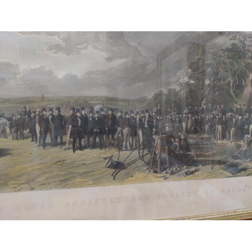 383 - Large framed print 1845. The Country Meeting of the Royal Agricultural Society of England. 145cm x 7... 