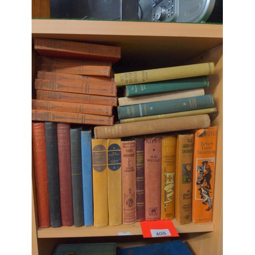 409 - Two cubes of assorted literature books inc, authors such as Robert Louis Stevenson, HG Wells etc..,&... 