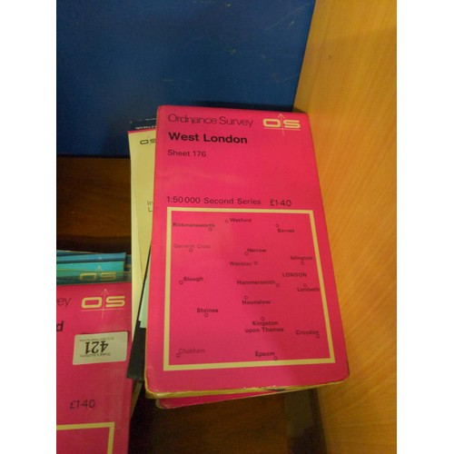 421 - Collection of OS maps, inc, Minehead and Brendon hills, Bere Alston, Tavistock,Kit Hill etc..,