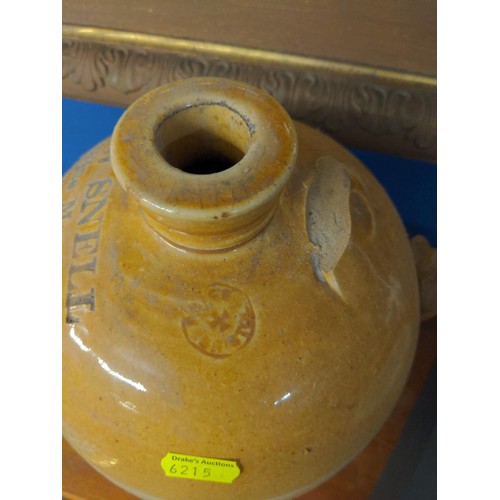 425 - Stoneware jug, W Snell, wine merchant Callington. Part glazed, H32 cm