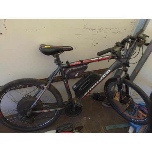 42 - Ammaco front suspension mountain bike, with electric bike conversion kit. Currently not working, or ... 