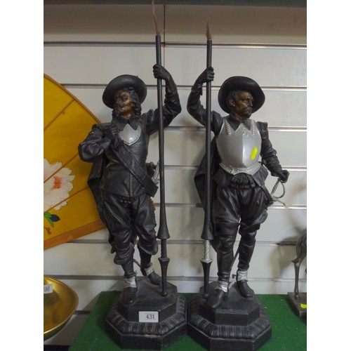 431 - Two Large figures in the style of Musketeers H 60cm