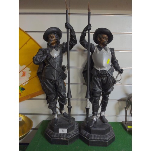 431 - Two Large figures in the style of Musketeers H 60cm