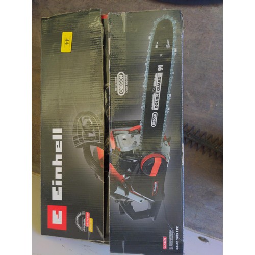 44 - Einhell chainsaw with Oregon chain & bar. As new in box, assembly required.