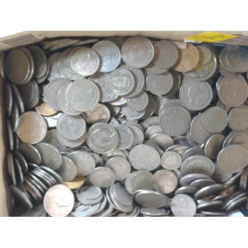 491 - Box of mixed British and world coins, gross weight including box 6.4kg