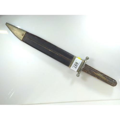 497 - F. Herder Soligen hunting knife and sheath, overall length 37.5cm