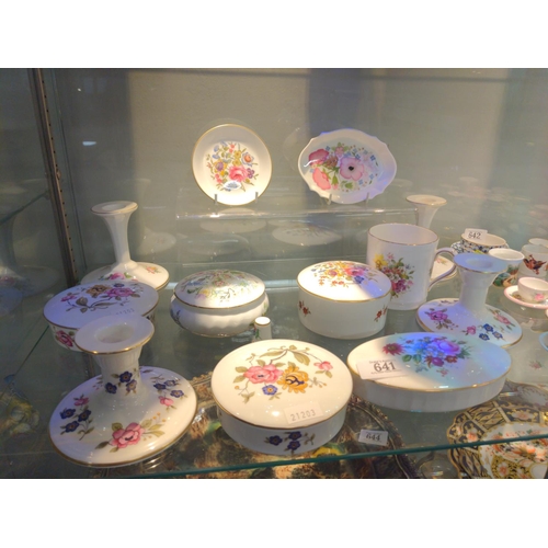 641 - Collection of bone china trinket pots & candles sticks, mug Inc Coalport, Royal Worcester, Hamme... 