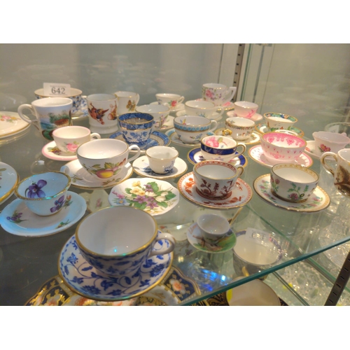 642 - Selection of miniature Spode, Coalport, Crown Staffordshire tea cups and saucers.