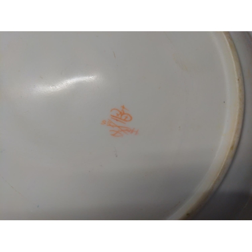 643 - Derby coffee can and saucer with painted scenes of ruins, together with three pieces of imari patter... 