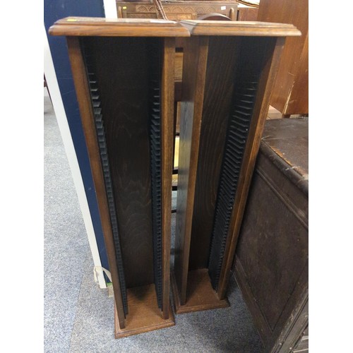 843 - Two oak CD towers W21 x D18 x H94cm