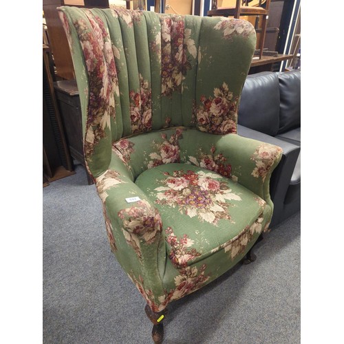 844 - Barrel backed late C19th/early C20th armchair with horse hair filling W76 x D70 x H111cm