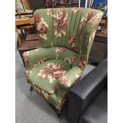 844 - Barrel backed late C19th/early C20th armchair with horse hair filling W76 x D70 x H111cm