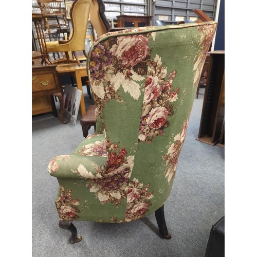 844 - Barrel backed late C19th/early C20th armchair with horse hair filling W76 x D70 x H111cm