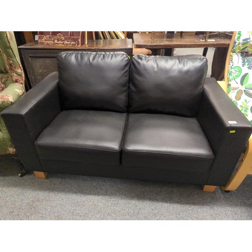 845 - Modern leatherette two seater sofa W137 x D72 x H75cm