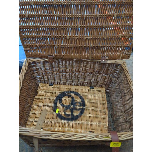 298 - Fortnum & Mason wicker hamper basket 57cm wide x 43cm deep x 37.5 high. With Smaller hamper bask... 