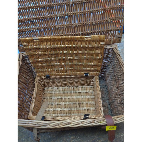 298 - Fortnum & Mason wicker hamper basket 57cm wide x 43cm deep x 37.5 high. With Smaller hamper bask... 