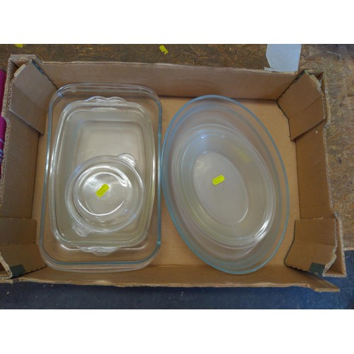 322 - 2 boxes of assorted Pyrex & other cooking dishes